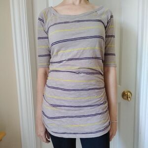 Caslon Striped Tunic Nordstrom Size Small Tan Striped Top Dress Purple Yellow